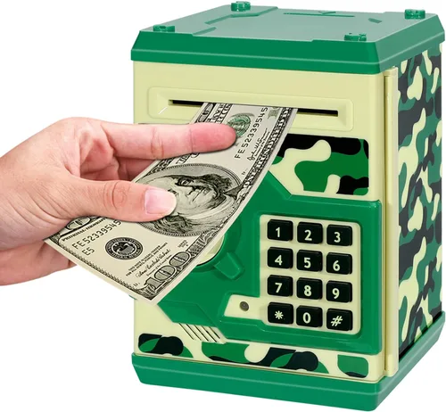Miniatura 10 de Alcancía Electrónica de Cajero Automático con Contraseña de Dibujos Animados Lata de Monedas de Efectivo Puede Desplazar Automáticamente Billetes