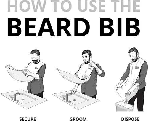 Miniatura 3 de BEARD KING Delantal con babero para barba, como se ve en Shark Tank, regalos para él, rellenos de calcetines para hombres, regalo para hombres Negro
