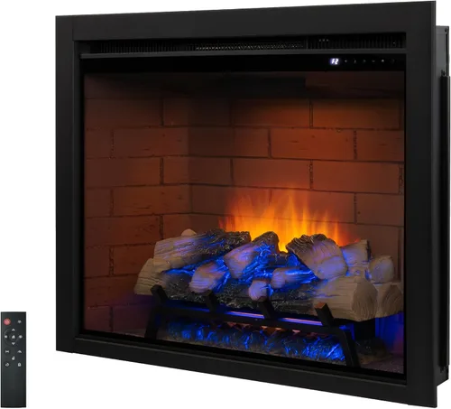 Inserto de chimenea eléctrica con luz superior, opción de color de llama de 12 × 12 × 12 con sonido crepitante de fuego, 30 5/8 ″ W × 24 5/16 ″ H,