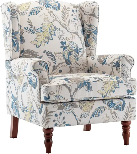 Miniatura 14 de YOLENY - Silla decorativa moderna, con respaldo alto, sillón tapizado con botones de tela, sofá individual con patas de madera para sala de estar