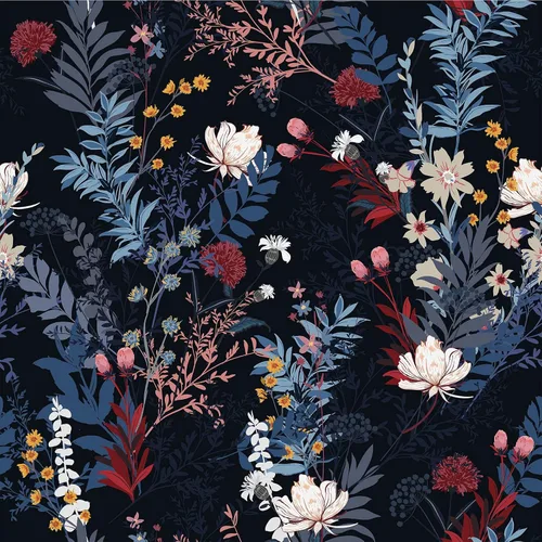 VEELIKE Papel tapiz botánico oscuro para despegar y pegar, papel tapiz floral negro para dormitorio, baño, sala de estar, 17.7 x 118 pulgadas, papel