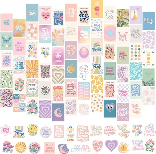 Artivo Kit de collage de pared pastel danés para imágenes estéticas, 70 tarjetas, para decoración de habitación de adolescentes y niñas Collage