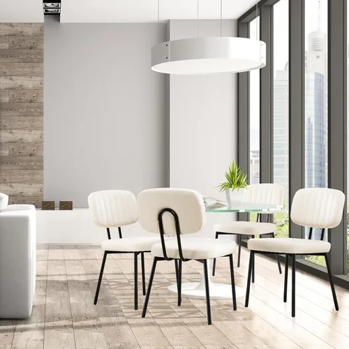 Miniatura 7 de Sweetcrispy Juego de 2 sillas de comedor, tapizadas de mediados de siglo, modernas sillas decorativas de cocina con asiento acolchado de piel