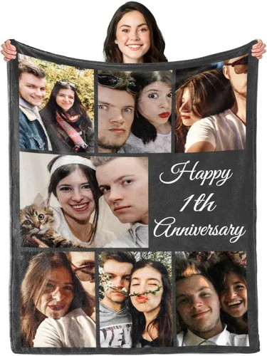 Miniatura 9 de Mantas personalizadas con collage de fotos y texto, hechas en Estados Unidos, mantas personalizadas con imágenes personalizadas para cumpleaños