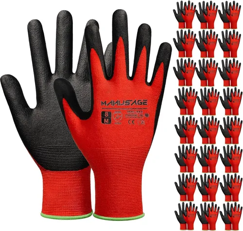 Miniatura 9 de Guantes de trabajo de seguridad MANUSAGE para hombres y mujeres, guantes de trabajo de nitrilo de microespuma XLarge, guantes de trabajo delgados