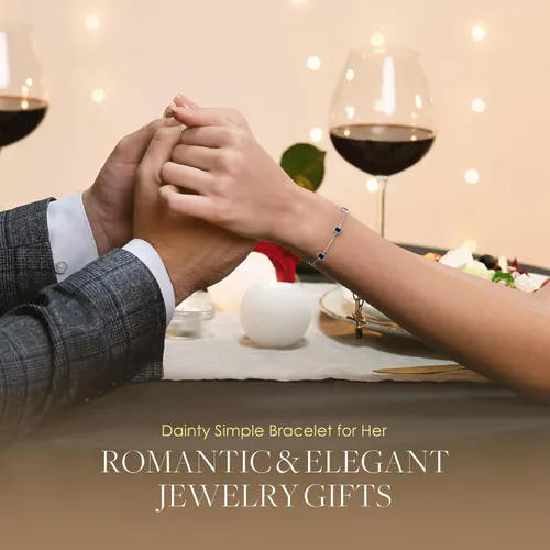 Miniatura 8 de CDE Pulseras de plata de ley 925 con piedra natal para mujer, delicada y sencilla pulsera de eslabones ajustable, regalo de cumpleaños, aniversario