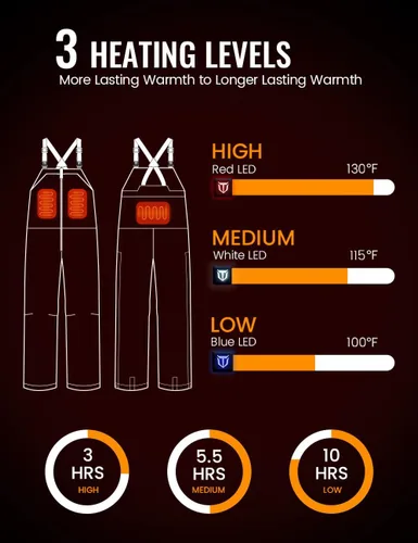 Miniatura 2 de TIDEWE Hunting Bibs Heated with Battery, Waterproof Insulated Bibs for Fishing
