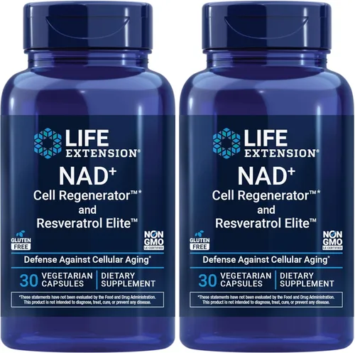 Life Extension NAD+ Regenerador de células y Resveratrol Elite, NIAGEN ribosido de nicotinamida, Trans-resveratrol, quercetina, Fisetina, para