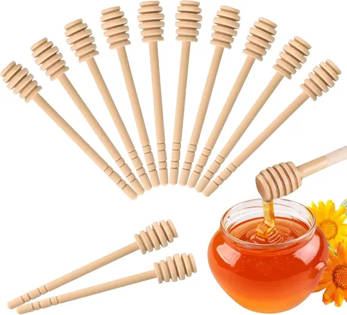 Miniatura 9 de Paquete de 24 mini palitos de madera de miel, mini agitador de miel de 4 pulgadas, para tarro de miel, dispensar miel y regalo de fiesta de boda
