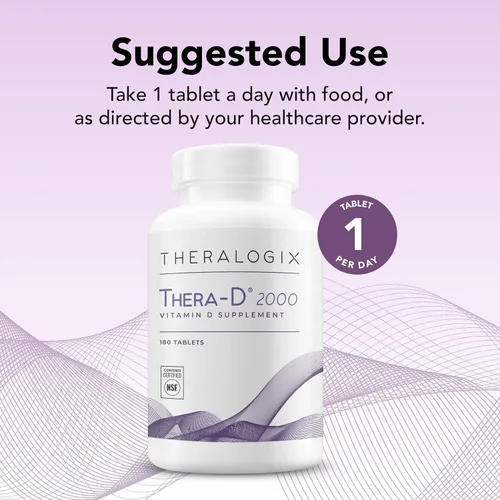 Miniatura 3 de Theralogix Thera-D 2000 Suplemento de vitamina D - 2,000 UI (50 mcg) Tabletas de vitamina D3 - Suministro para 180 días - Suplemento de apoyo