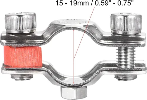 Miniatura 3 de uxcell Soportes de tubería de montaje en techo de pared, abrazadera de soporte de tubo ajustable de acero inoxidable 304 para tubo de 0.591-0.748