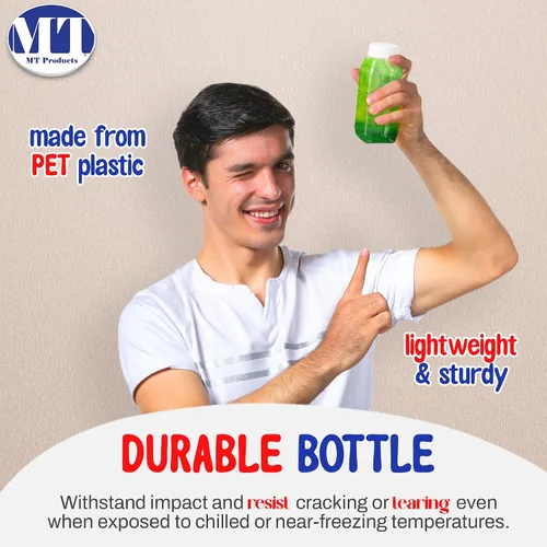 Miniatura 5 de 8 Oz. Empty Clear PET botellas plásticas de jugo con tapa por MT Products - Set de 12 botellas y 12 tapas