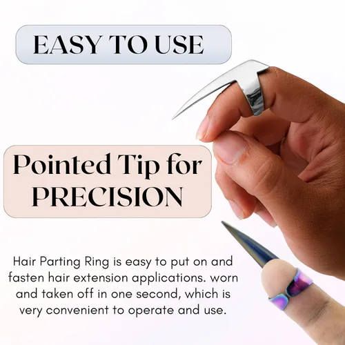 Miniatura 4 de Anillos profesionales para separar y seccionar el cabello, herramientas de acero inoxidable para trenzar el cabello, para rastas duraderas, pelucas