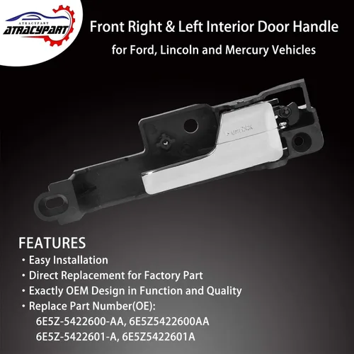 Miniatura 2 de ATRACYPART Paquete de 2 manijas interiores para puerta, lado del conductor y del acompañante - Compatible con Ford Fusion 2006-2012 Mercury Milan