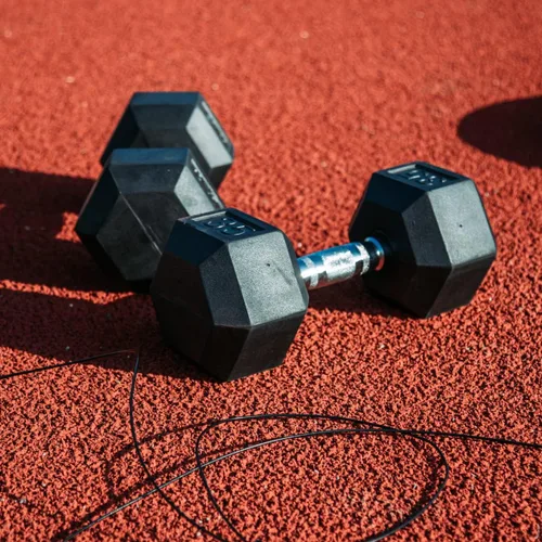 Miniatura 9 de Gronk Fitness Pares de mancuernas hexagonales de goma, 5 libras a 70 libras, equipo de entrenamiento para hombres y mujeres, hierro fundido