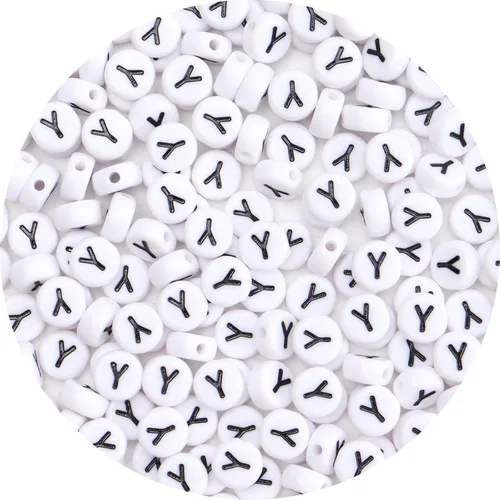 Miniatura 33 de 100 cuentas de letras – Cuentas redondas blancas del alfabeto acrílico de 0.16 x 0.27 pulgadas para hacer joyas, pulseras, collares y llaveros