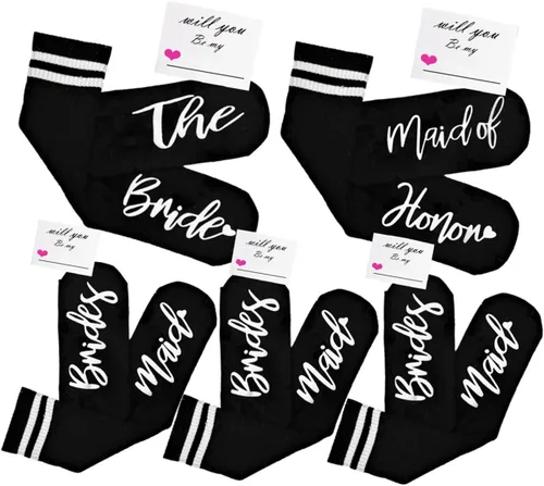WIFFGO Regalos de dama de honor para mujeres, regalos de despedida de soltera, calcetines peludos de compromiso, lindos calcetines de novia, regalos