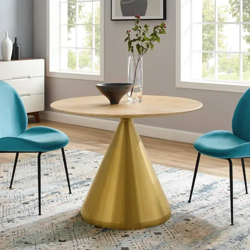 Miniatura 35 de Modway Tupelo - Mesa de comedor cuadrada de 28 pulgadas, color dorado y blanco