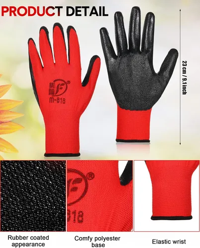 Miniatura 2 de Honeydak 36 pares de guantes de jardinería para hombres y mujeres, guantes de jardín con revestimiento de goma transpirable
