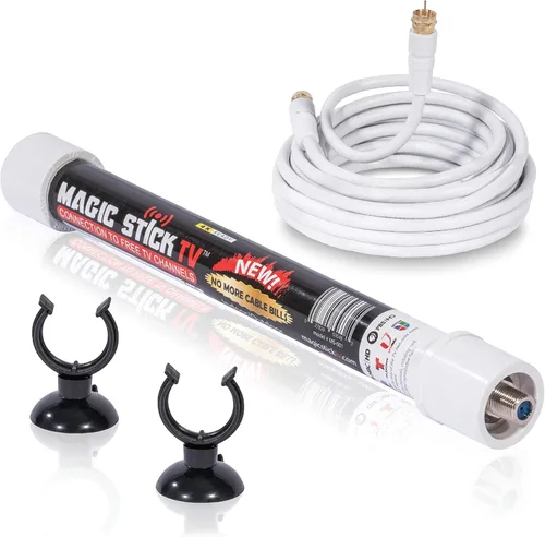 Magic Stick TV - Antena de TV Digital HD para Interiores o Exteriores - Televisión Digital VHF UHF - Señales de hasta 50 Millas de Alcance - Señales
