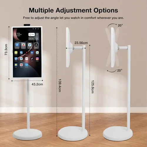 Miniatura 4 de Televisor portátil inteligente de 32 pulgadas con monitor de pantalla táctil, pantalla giratoria de 1080P, TV rodante sobre ruedas, batería