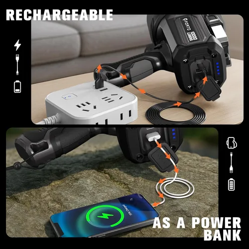 Miniatura 6 de FORTO Foco recargable de 10,000 lúmenes, linterna impermeable IPX7 ultra brillante, foco de barco con estuche de transporte EVA, 7 modos de luz