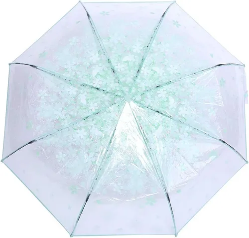 Miniatura 4 de plplaaoo Paraguas de lluvia, paraguas plegable Sakura, paraguas plegable transparente, paraguas de princesa de moda, flor de cerezo, cuatro