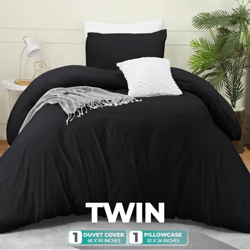 Miniatura 2 de Utopia Bedding Juego de funda de edredón con fundas de almohada, funda de edredón de 2 piezas con cierre de cremallera, 1 funda de edredón con 1
