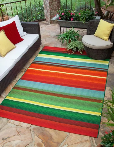 Miniatura 10 de Unique Loom Outdoor Modern Collection - Alfombra de área Jaco (4 pies 1 pulgada octágono multi/azul claro)