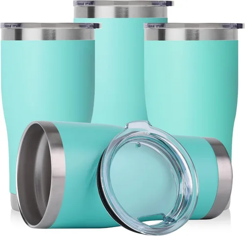Miniatura 29 de DOMICARE vaso de doble pared con aislamiento al vacío, 20 onzas, con tapa, vaso de viaje de acero inoxidable, vaso de café con recubrimiento