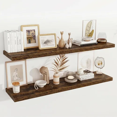 Miniatura 83 de Fun Memories Estantes flotantes de 12 pulgadas de profundidad, estantes de pared de madera de 16 x 12 pulgadas, estante de almacenamiento rústico