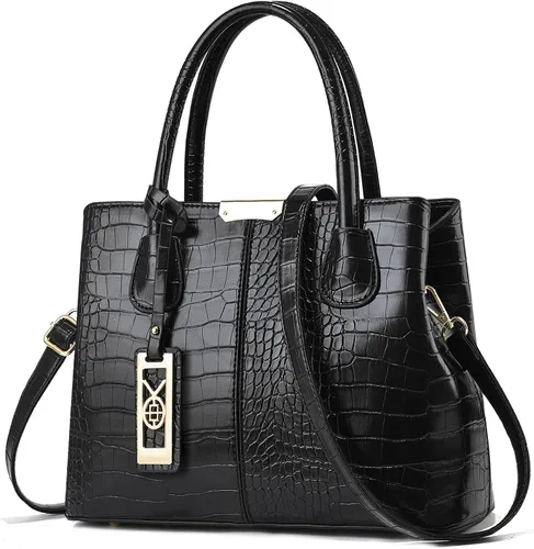 Miniatura 12 de CHICAROUSAL Monederos y bolsos de mano para mujer, bolsos cruzados de cuero, bolso de hombro para mujer A Grey Black