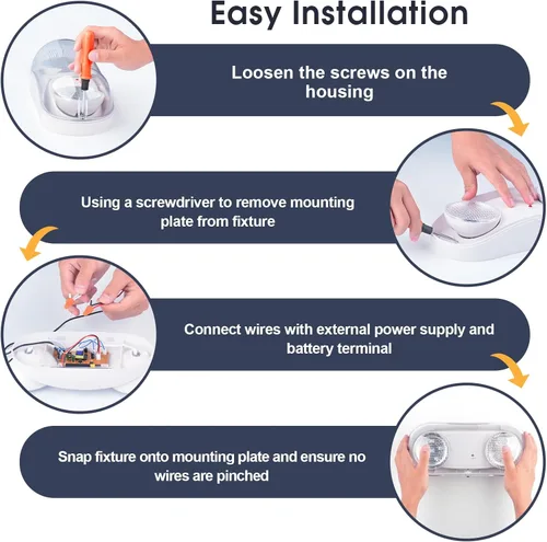 Miniatura 3 de Luz de emergencia exterior con clasificación de ubicación húmeda, luces de emergencia LED exteriores impermeables con batería de respaldo, cabezales