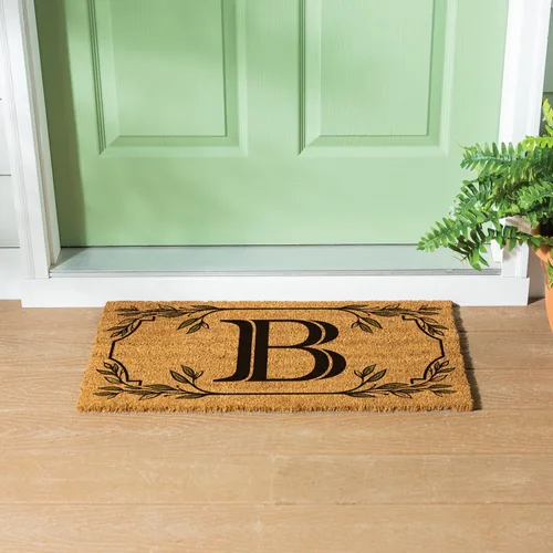 Miniatura 6 de Evergreen Flag Alfombra de puerta de fibra de coco monograma Letra B Alfombra para puerta delantera para interiores y exteriores 71x41 cm