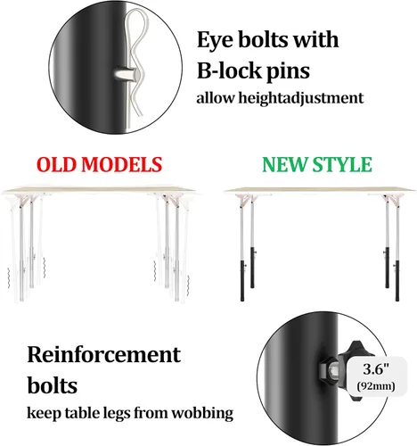 Miniatura 3 de Elevadores de mesa plegables para mesas plegables, patas rectas/dobladas, extensiones de patas de mesa plegables duraderas, 4 niveles/alturas