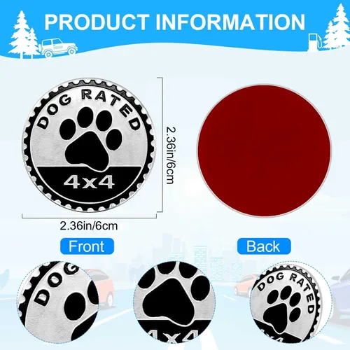 Miniatura 2 de Emblema de automóvil con clasificación para perros, insignia automotriz de metal 4 x 4, emblemas de insignias de automóvil de metal 3D, emblema