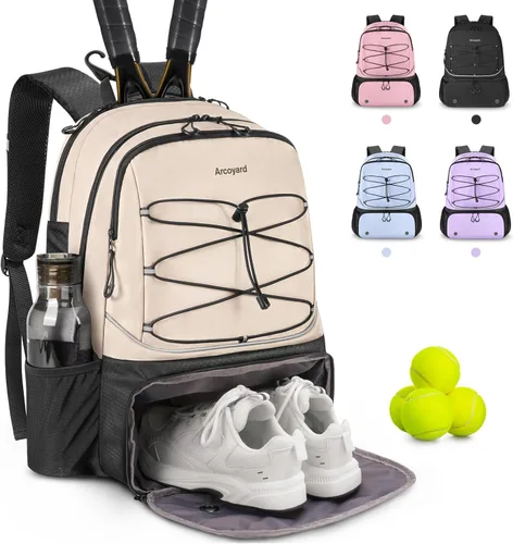 Mochila de Tenis Arcoyard con Capacidad para 2 Raquetas, Bolsas de Tenis Profesionales para Mujeres, Mochila de Tenis con Compartimento Ventilado