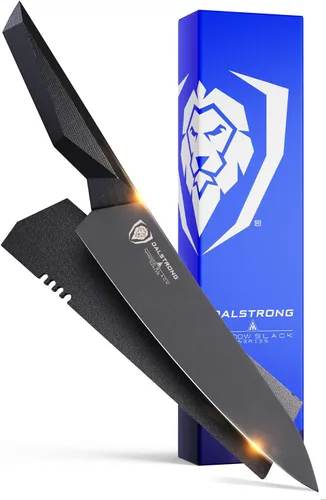 Dalstrong Cuchillo de chef - 8 pulgadas - Serie Shadow Black - Revestimiento de nitruro de titanio negro - Cuchillo de cocina ultra afilado - Acero
