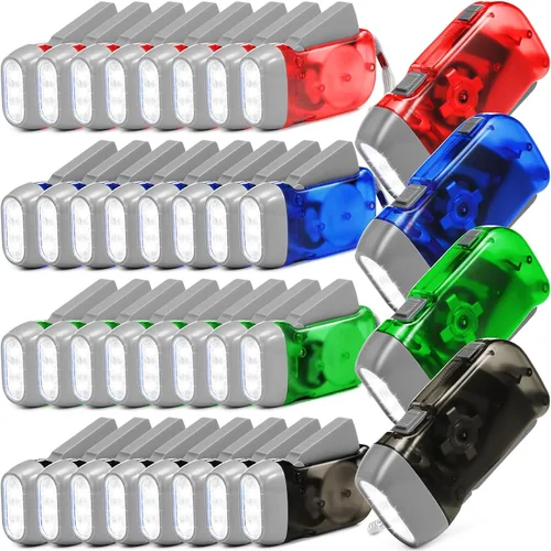 Miniatura 12 de Treela 36 Linternas de Manivela Manual Artículos a Granel para Navidad Linterna de Compresión Sin Batería Requerida Antorcha de 3 Modos de Carga azul