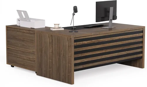 LITTLE TREE Escritorio para computadora en forma de L con combo de archivador, escritorio de oficina de 63 pulgadas, archivador de 31 pulgadas con