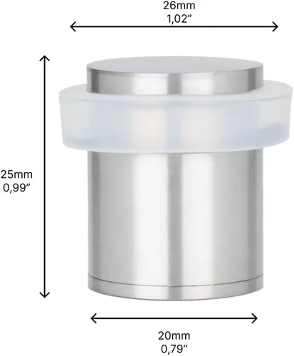 Miniatura 2 de Paquete de 2 topes de puerta EVI Tope de puerta de acero inoxidable – Cierre de tornillo – Protector de goma blanca – Tope de puerta de 0.79 x