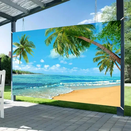 Miniatura 8 de Fondo tropical de verano para fotografía de palmera o playa, palmera o playa, cielo azul del mar, sol, Luau, fiesta, boda, novia, ducha, bebé