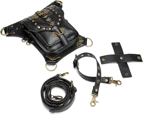 Miniatura 9 de Rebajas Cyber Monday Ofertas Venta Steampunk Riñonera Bolso para cintura Moda Gótico Hombro Bandolera Bandolera Muslo Pierna Capucha Bolsa de Viaje