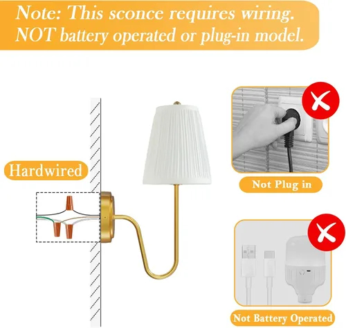 Miniatura 4 de Electro bp; Elegantes apliques de pared individuales con pantallas de lámpara de brocado plisado blanco y brazo curvo de metal dorado pulido, luz