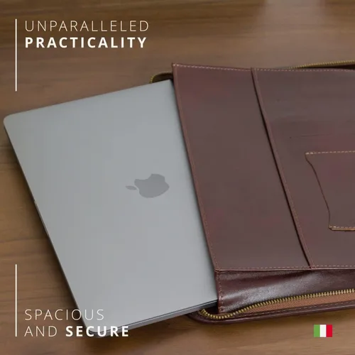 Miniatura 6 de Portafolio de cuero personalizado Maruse - Folio ejecutivo para hombres y mujeres con cremallera, organizador de documentos folio, funda para Negro