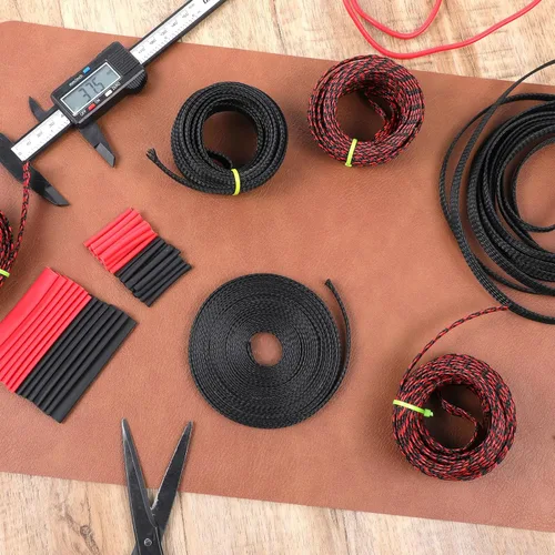 Miniatura 7 de 6 rollos de telar de alambre trenzado de 96 pies con 127 tubos termorretráctiles, cubiertas de cable para mascotas, organizador de cables expandible