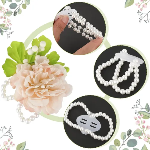 Miniatura 2 de Waydress Pulsera de pulsera elástica de perlas para boda, ramillete de perlas, pulsera elástica de perlas para boda