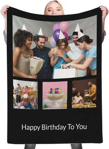 Miniatura 11 de Regalos de cumpleaños personalizados, manta personalizada con mis propias fotos para mujeres, hombres, mamá, papá
