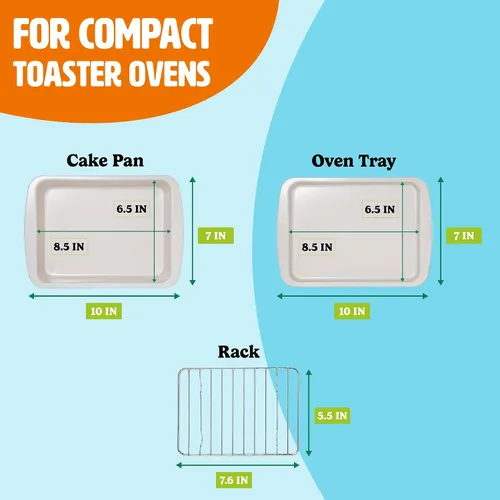 Miniatura 4 de Tasty Juego de Horneado Antiadherente para Horno Tostador Incluye Molde para Pastel, Bandeja para Horno, Rejilla, Utensilios de Acero al Carbono