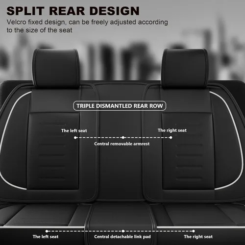 Miniatura 4 de ASLONG 5 fundas de asiento delantero y trasero de automóvil con alas de ángel, accesorios interiores de automóvil con piel de napa a prueba de agua